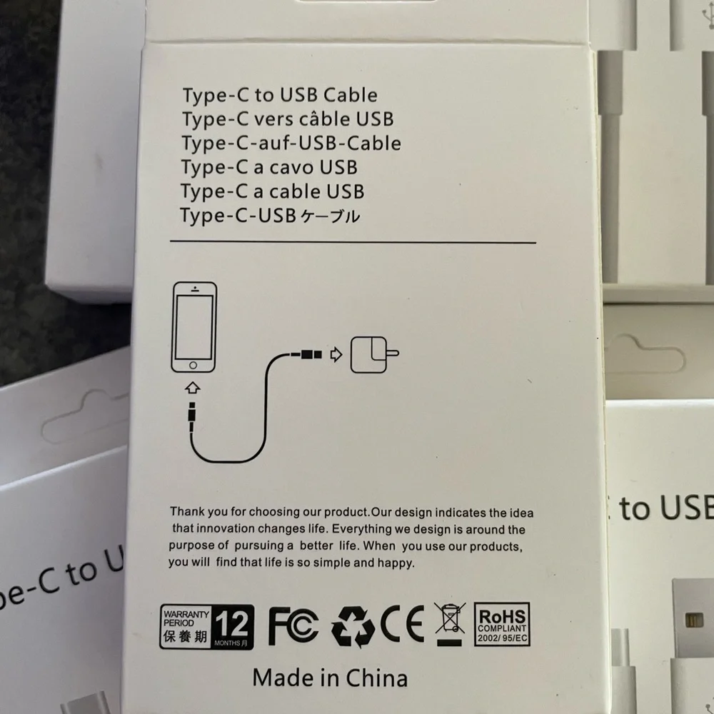 5 x Type-C to USB charging cable
